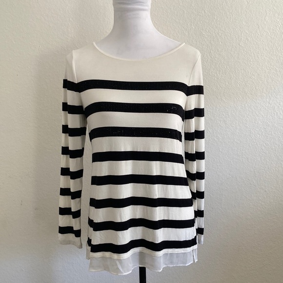 White House Black Market Long Sleeve Striped Tee Size Small - Picture 1 of 3